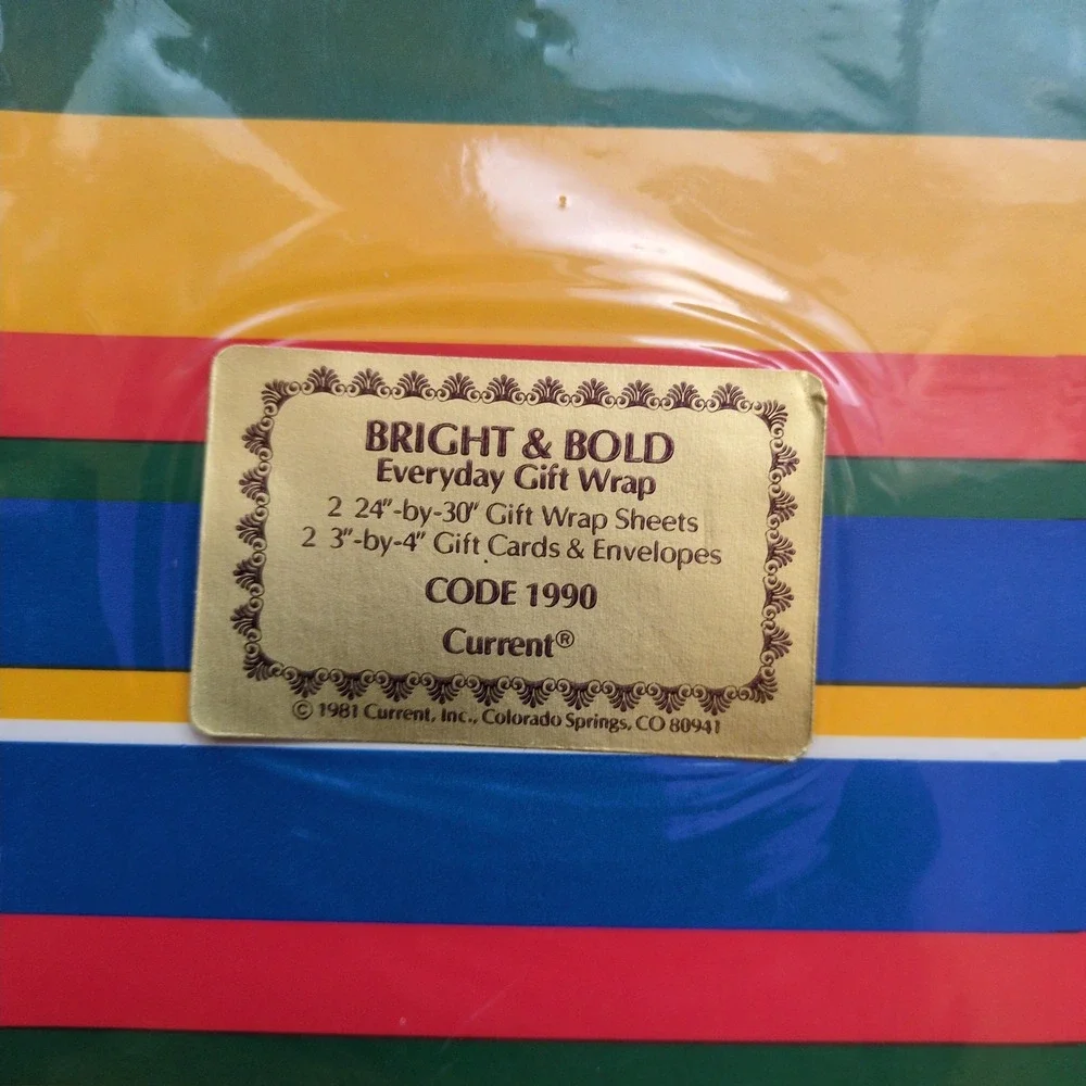 Vtg 80s Hallmark Current Gift Wrapping‎ Paper + Cards Retro Stripes Just for You